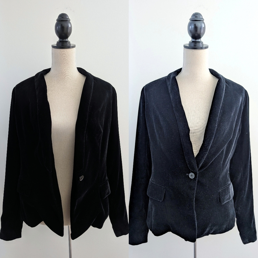 Gap Black Velvet Shawl Lapel Blazer Jacket Sz 4